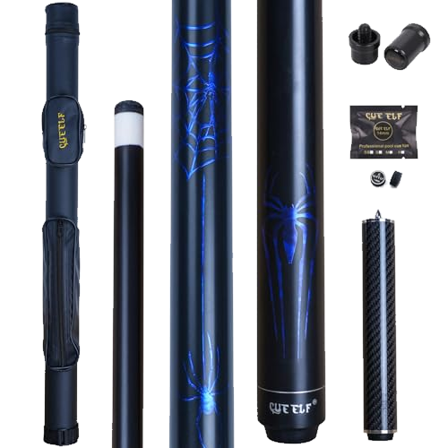 CUEELF 58" 2-Piece Low Deflection Pool Cue Spider Pattern