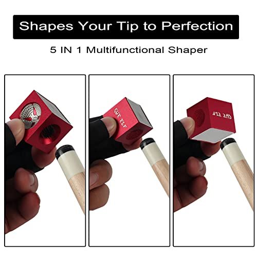CUEELF - CUEELF Billiards Pool Cue Tip Repair Tool 5-in-1 Accessory Tool Repair Kit Shaper、Scuffer、Aerator、Burnisher、Pool Cue Stick Accessories