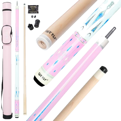 CUEELF Pink Pool Cue Stick 58inches Canadian Maple Billiard Cue Sticks Professional Pool Stick Gifts for Women and Ladies (Pink+Blue